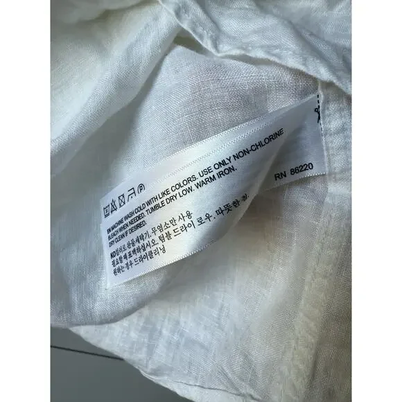 Porter and Ash Shirt Womens L White 100% Linen Hawaiian Camp Button Up Beach - Picture 5 of 10